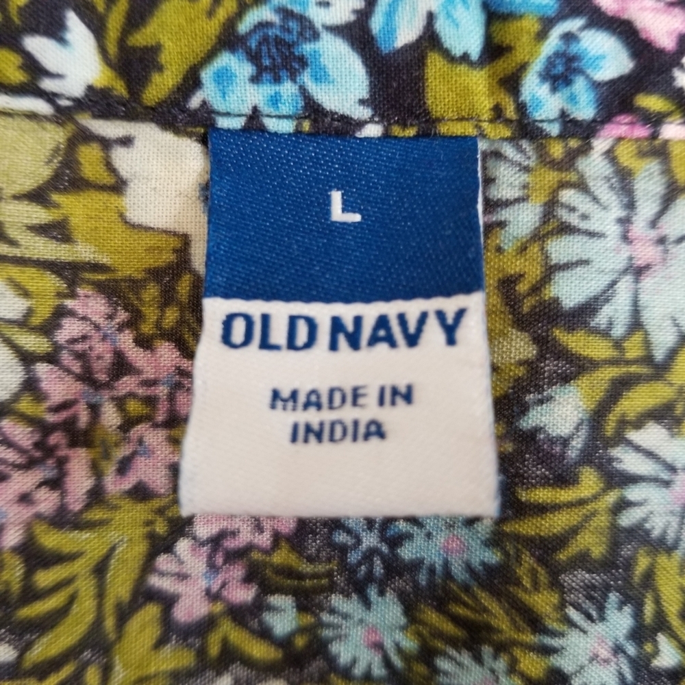 Old Navy Floral Long Sleeve Button Front Cotton Top Large - Picture 3 of 5